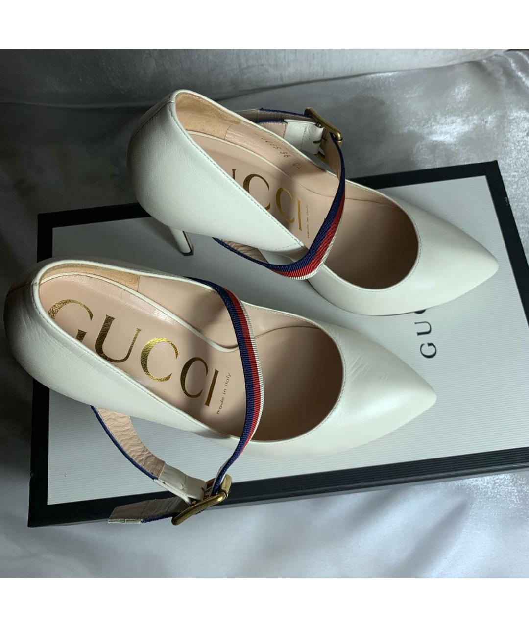 GUCCI Белые кожаные туфли, фото 3