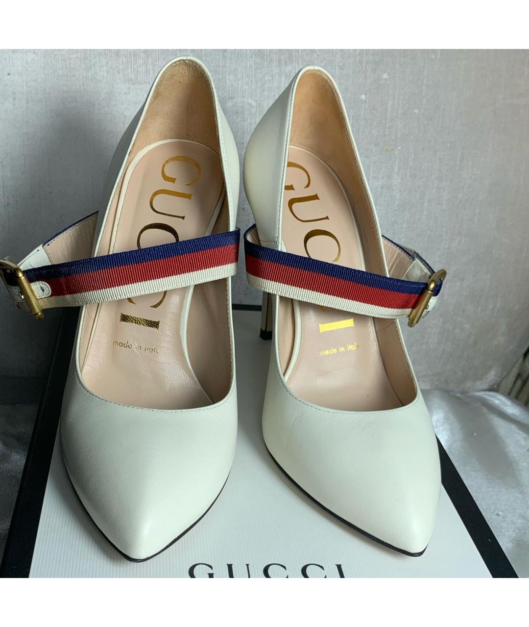 GUCCI Белые кожаные туфли, фото 2