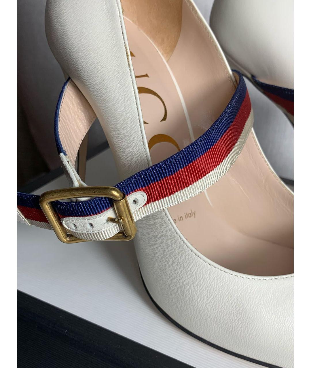 GUCCI Белые кожаные туфли, фото 6