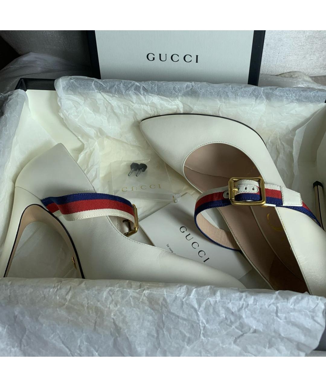 GUCCI Белые кожаные туфли, фото 8