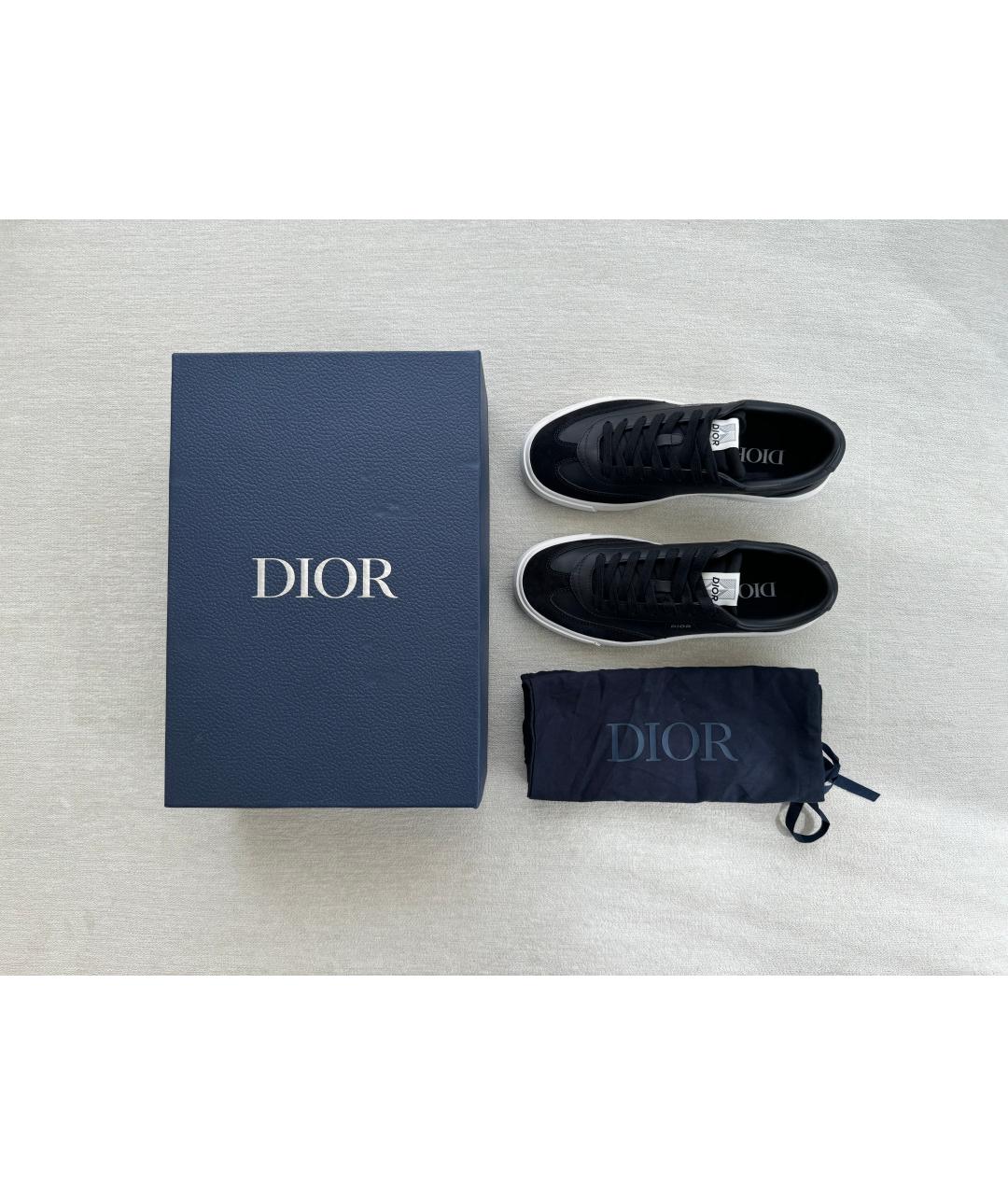 CHRISTIAN DIOR Черные кожаные низкие кроссовки / кеды, фото 4