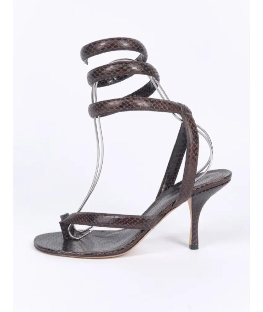 BOTTEGA VENETA Коричневые кожаные босоножки, фото 6