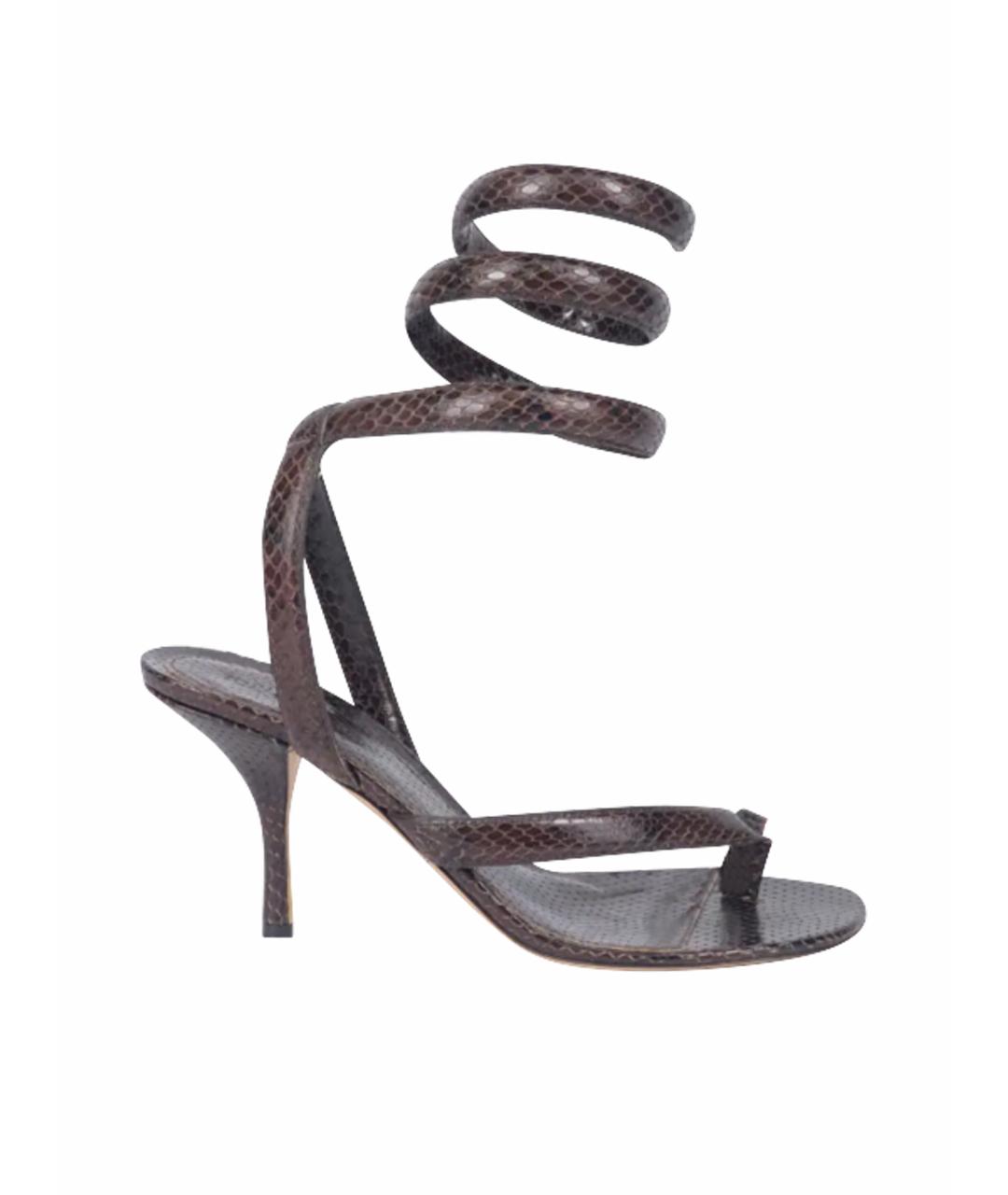 BOTTEGA VENETA Коричневые кожаные босоножки, фото 1