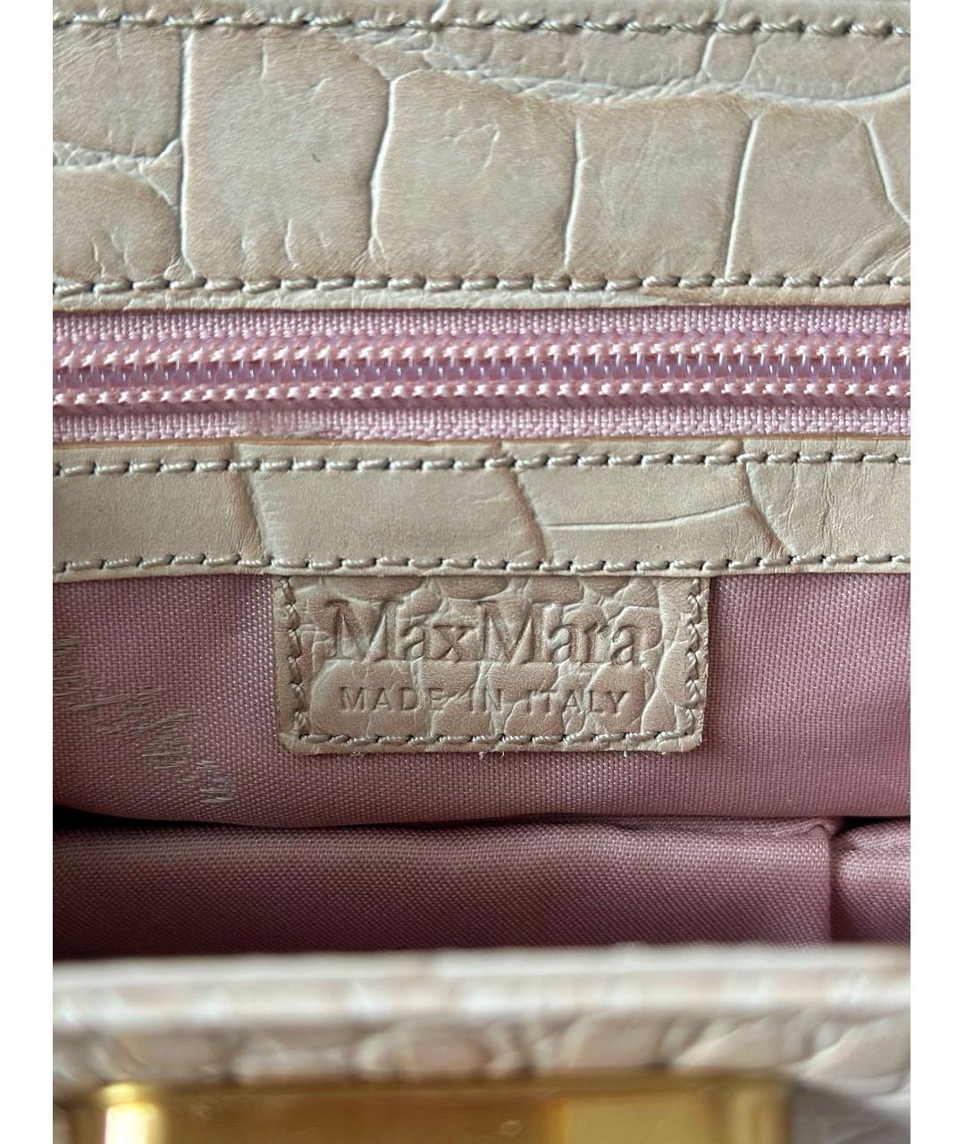MAX MARA Бежевая кожаная сумка с короткими ручками, фото 8