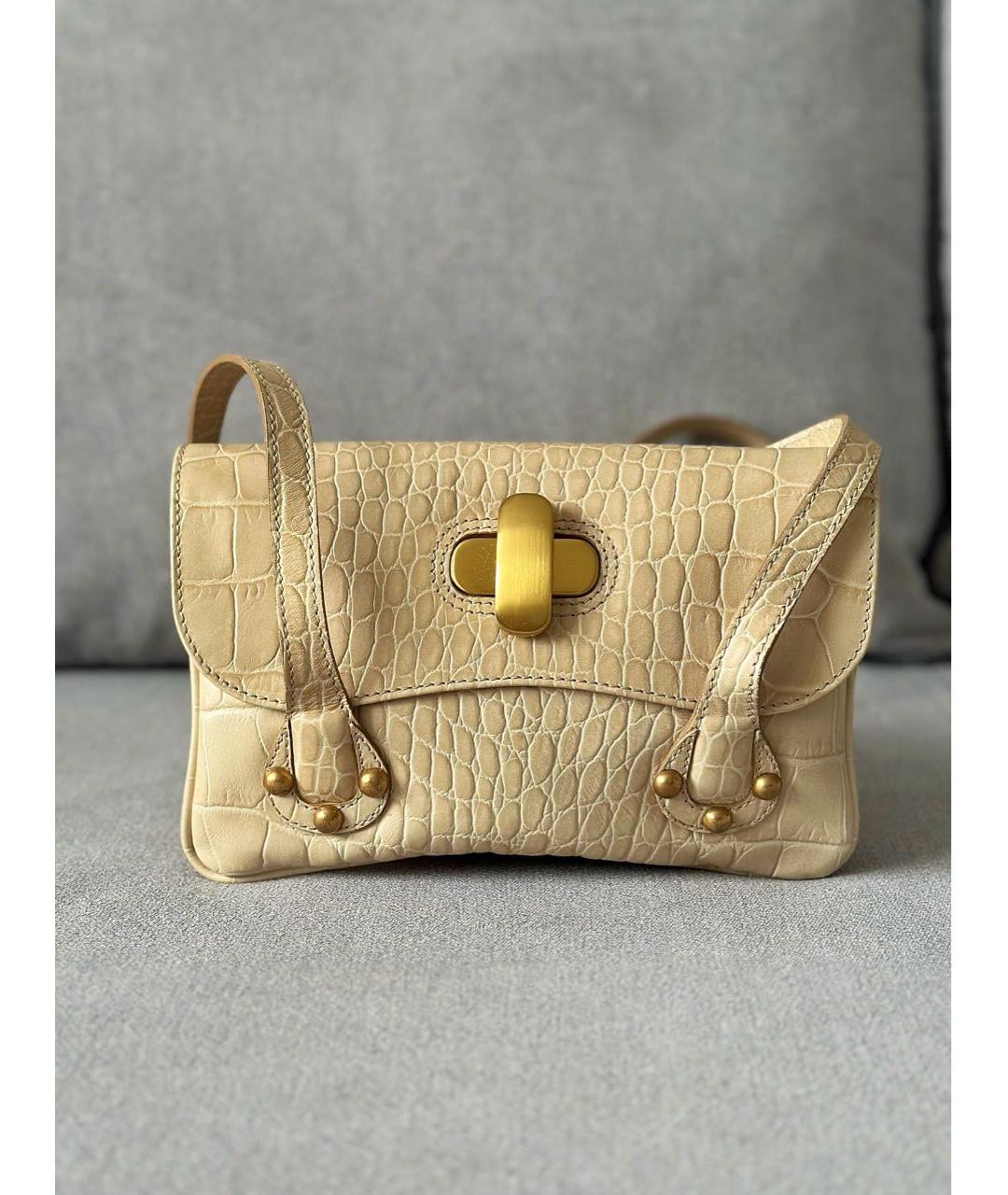 MAX MARA Бежевая кожаная сумка с короткими ручками, фото 3