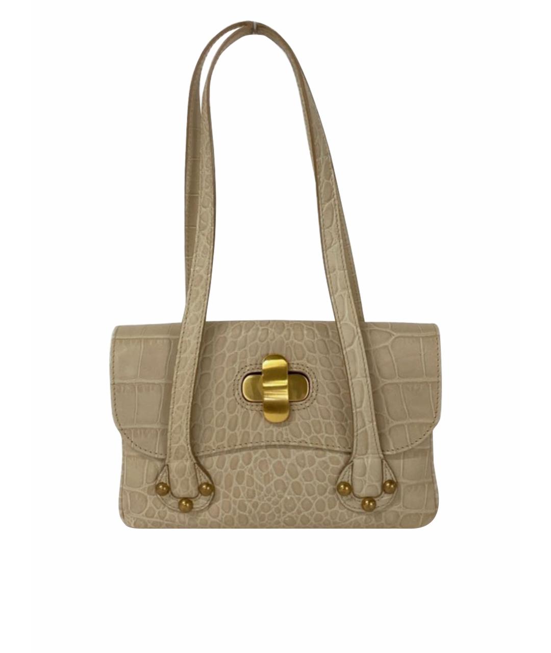 MAX MARA Бежевая кожаная сумка с короткими ручками, фото 10
