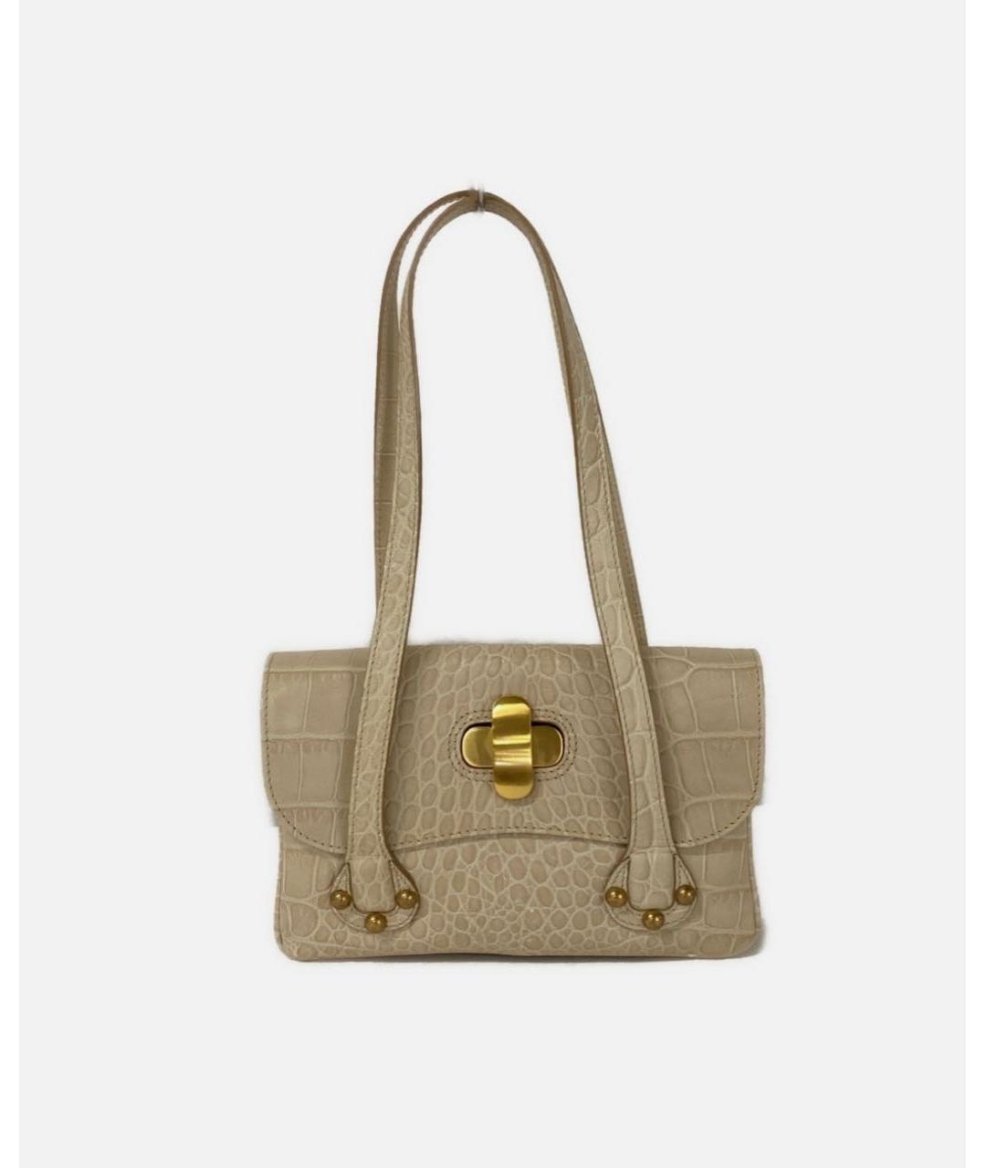 MAX MARA Бежевая кожаная сумка с короткими ручками, фото 9