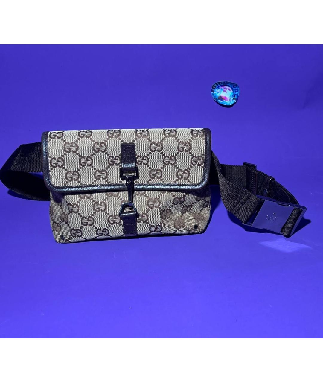 GUCCI Бежевая тканевая поясная сумка, фото 8