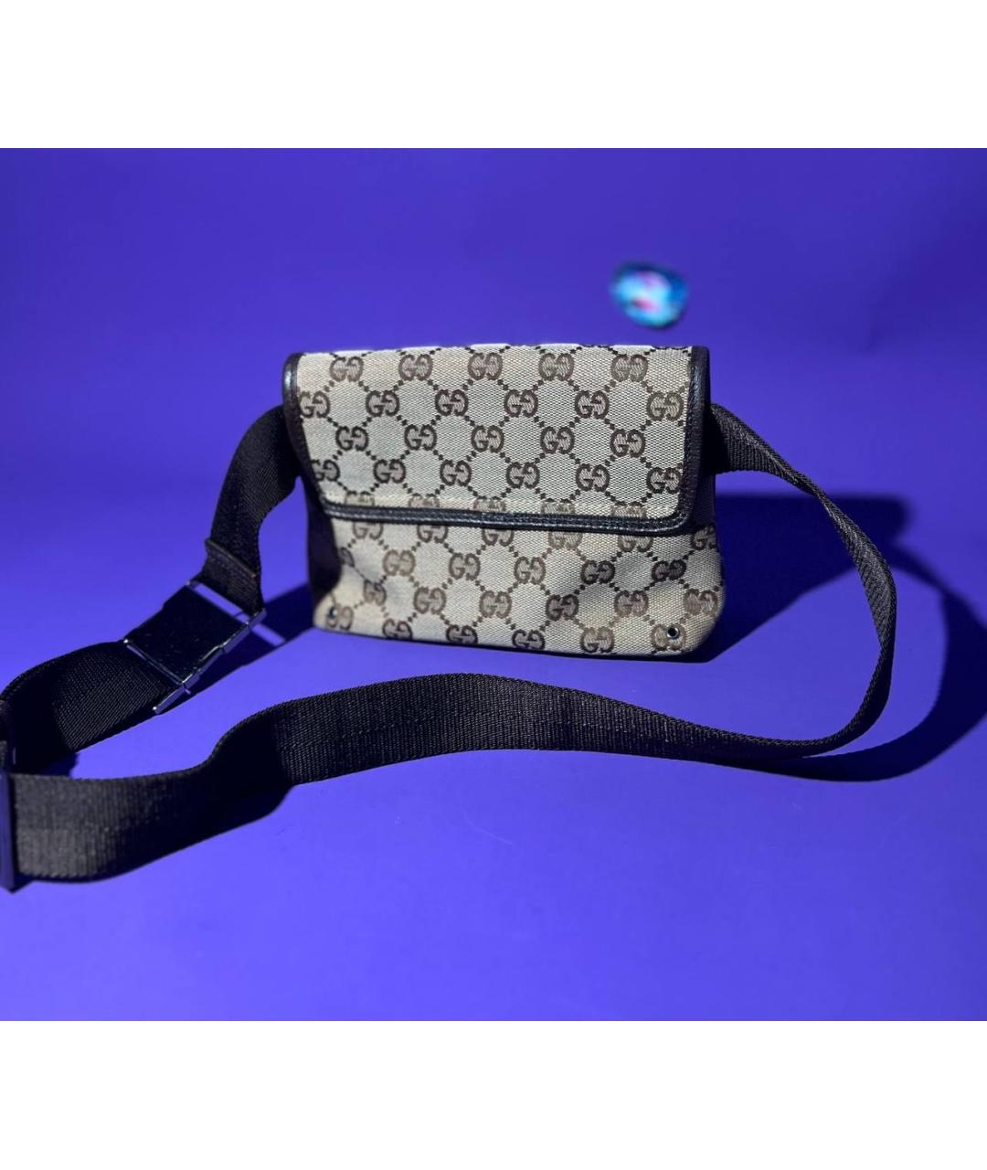 GUCCI Бежевая тканевая поясная сумка, фото 2