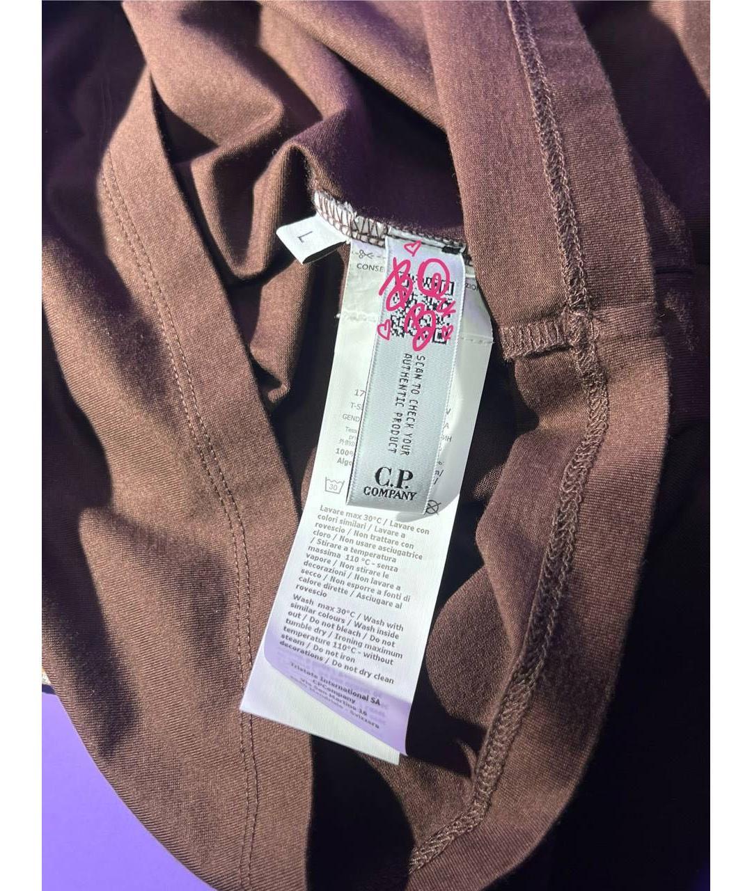CP COMPANY Коричневая хлопковая футболка, фото 7
