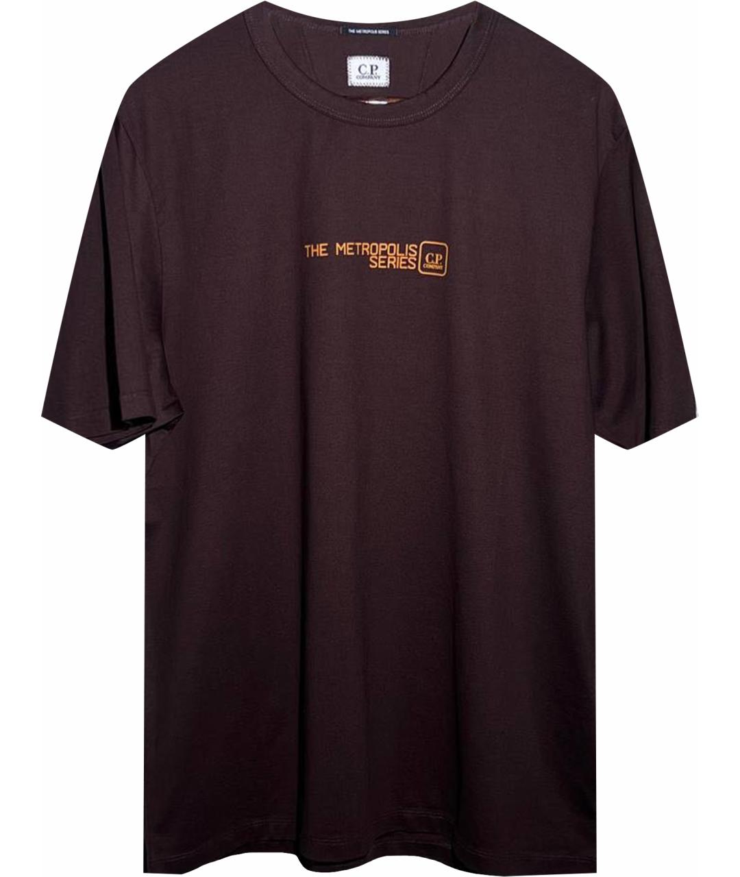 CP COMPANY Коричневая хлопковая футболка, фото 1