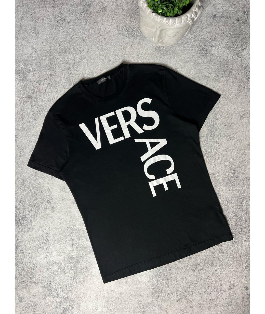 VERSACE Черная хлопковая футболка, фото 8