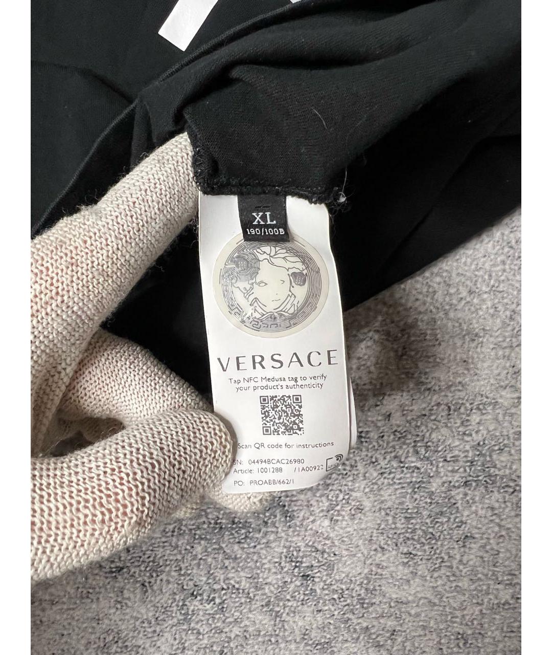 VERSACE Черная хлопковая футболка, фото 6