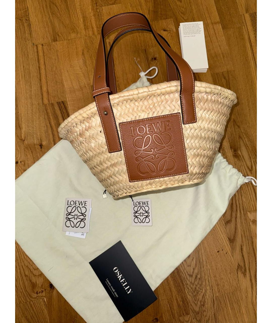 LOEWE Коричневая пелетеная пляжная сумка, фото 5