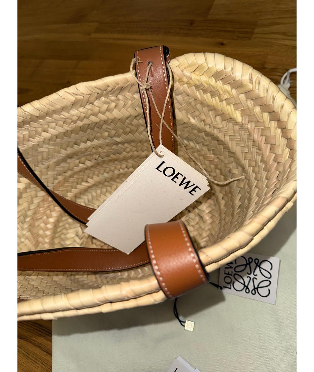 LOEWE Коричневая пелетеная пляжная сумка, фото 2