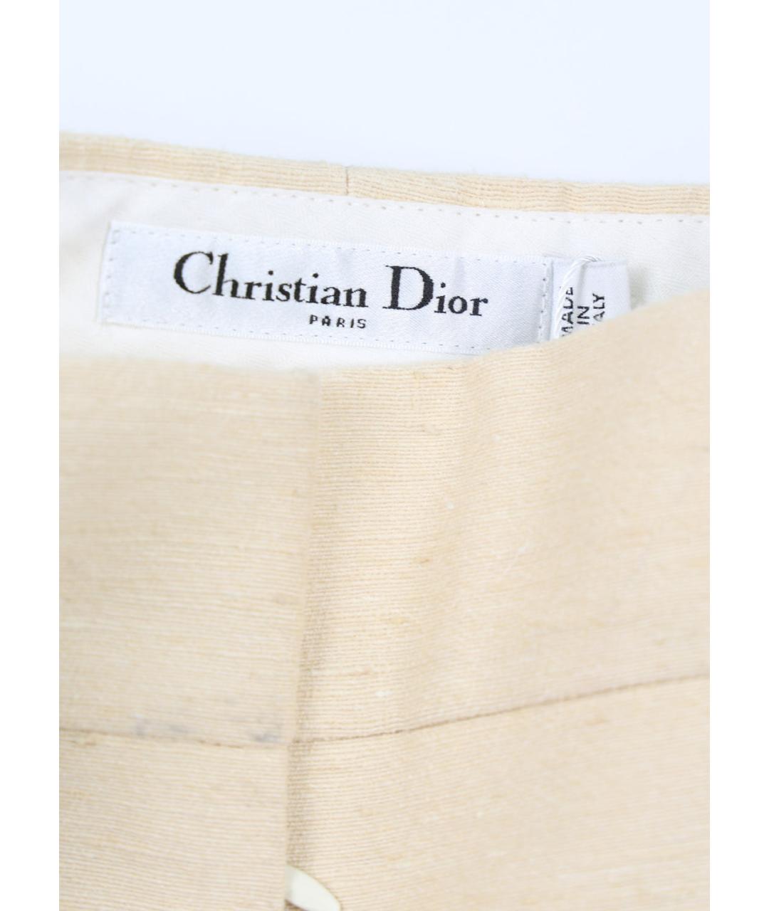 CHRISTIAN DIOR Бежевые шелковые бриджи, фото 6