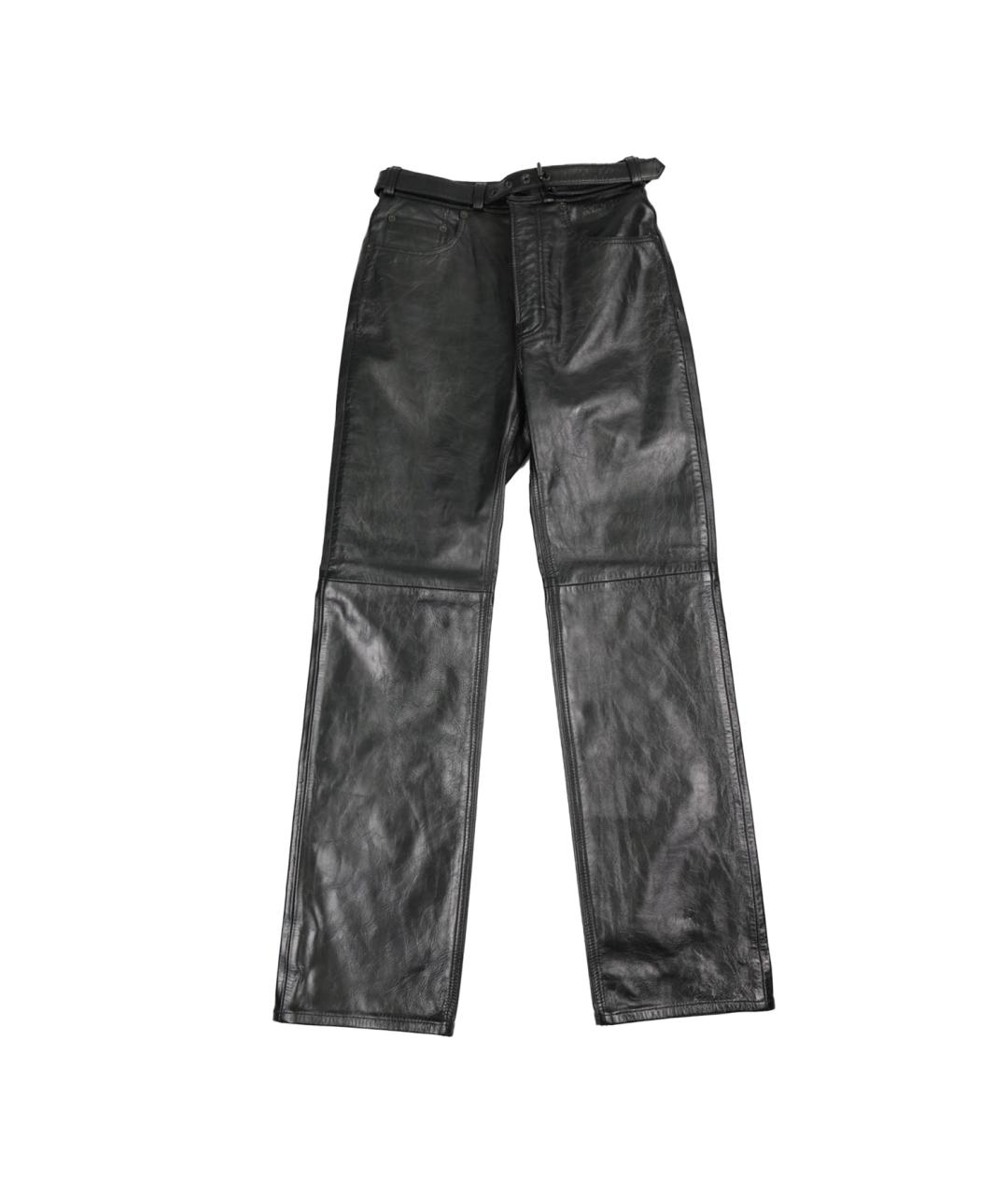 ACNE STUDIOS Черные кожаные прямые брюки, фото 1