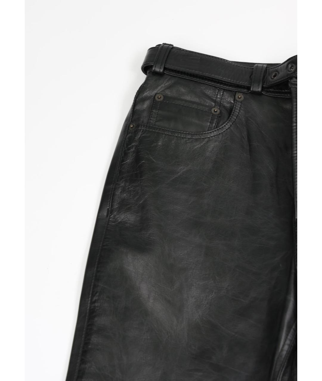 ACNE STUDIOS Черные кожаные прямые брюки, фото 2