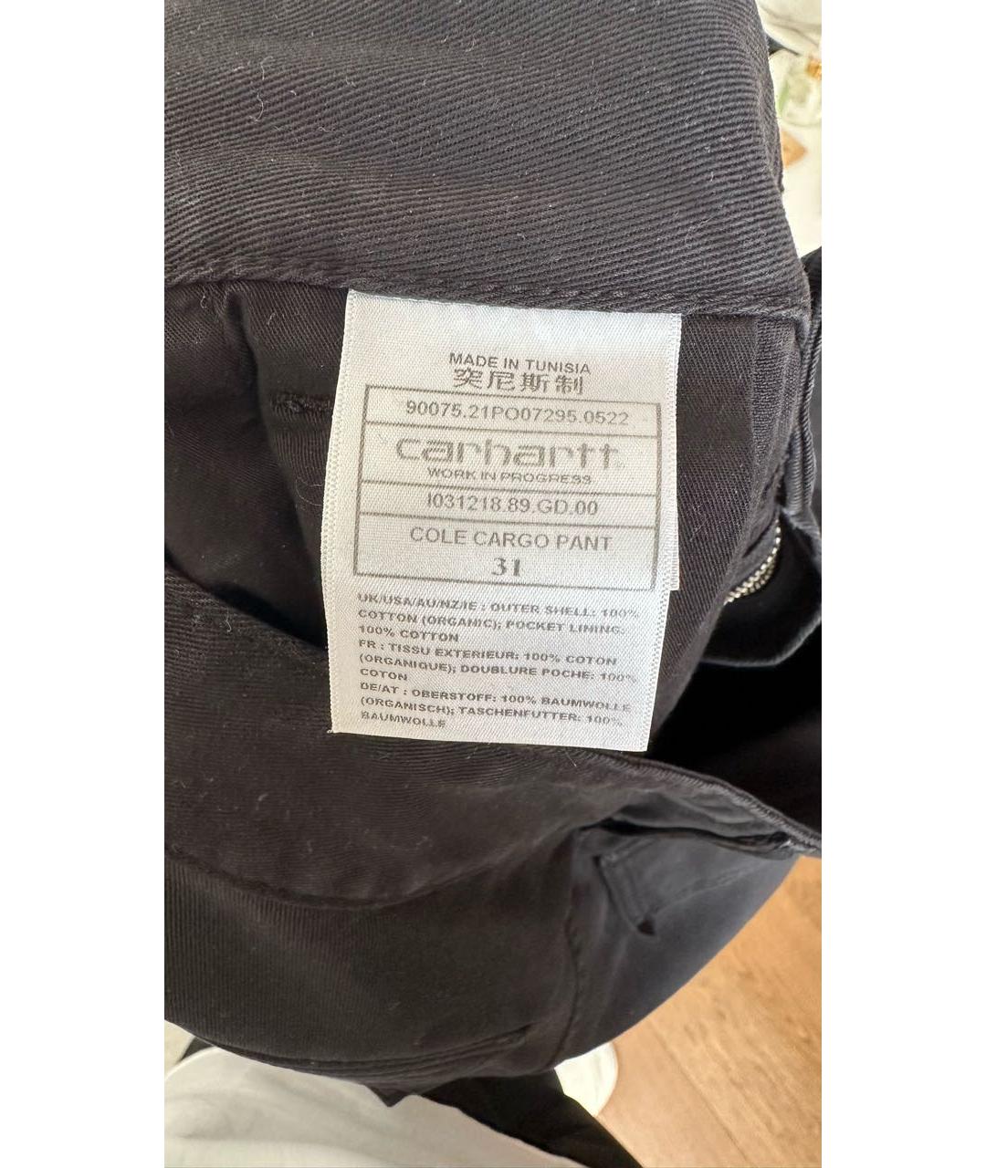 CARHARTT WIP Черные хлопковые повседневные брюки, фото 3