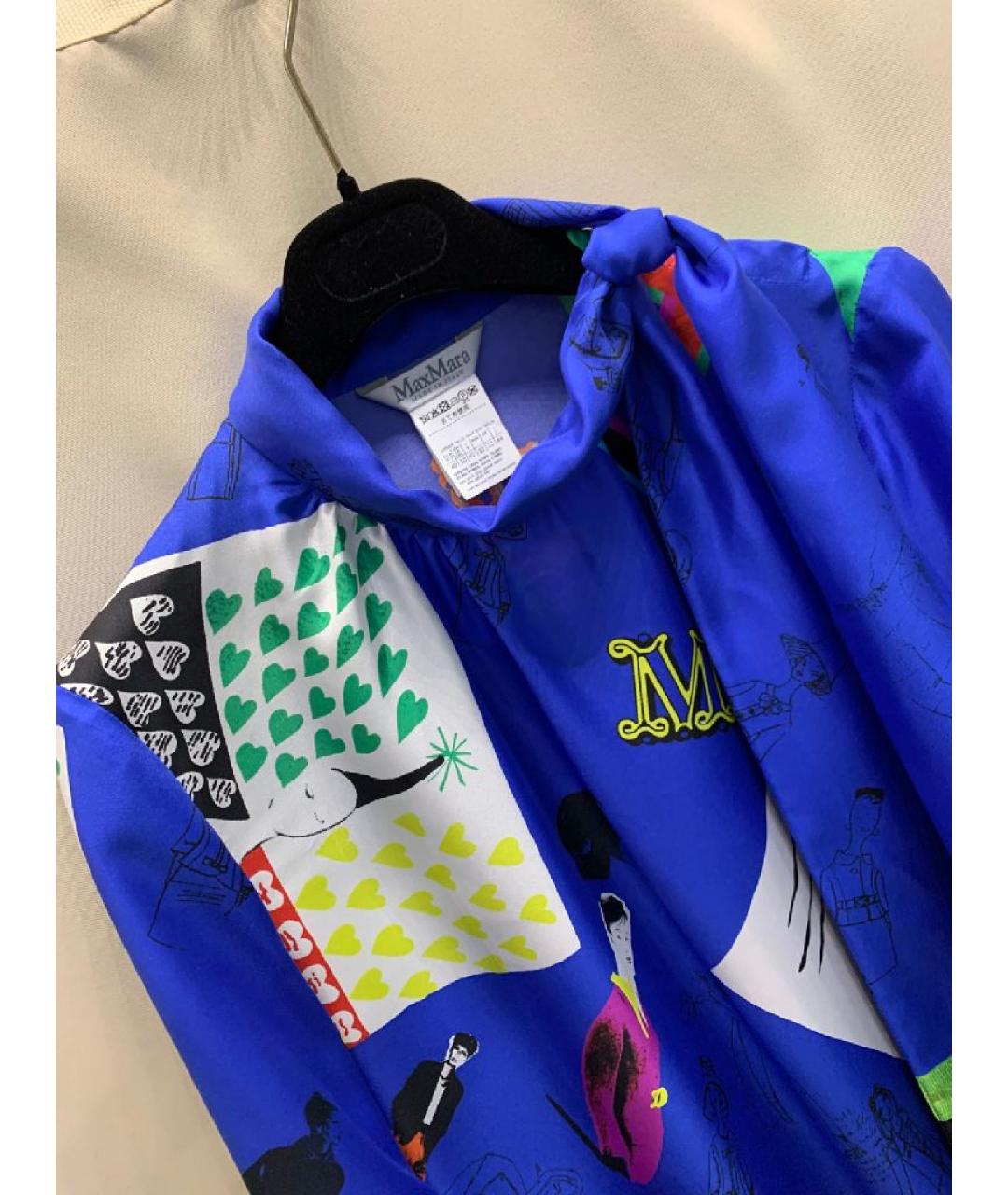 MAX MARA Синяя шелковая блузы, фото 3