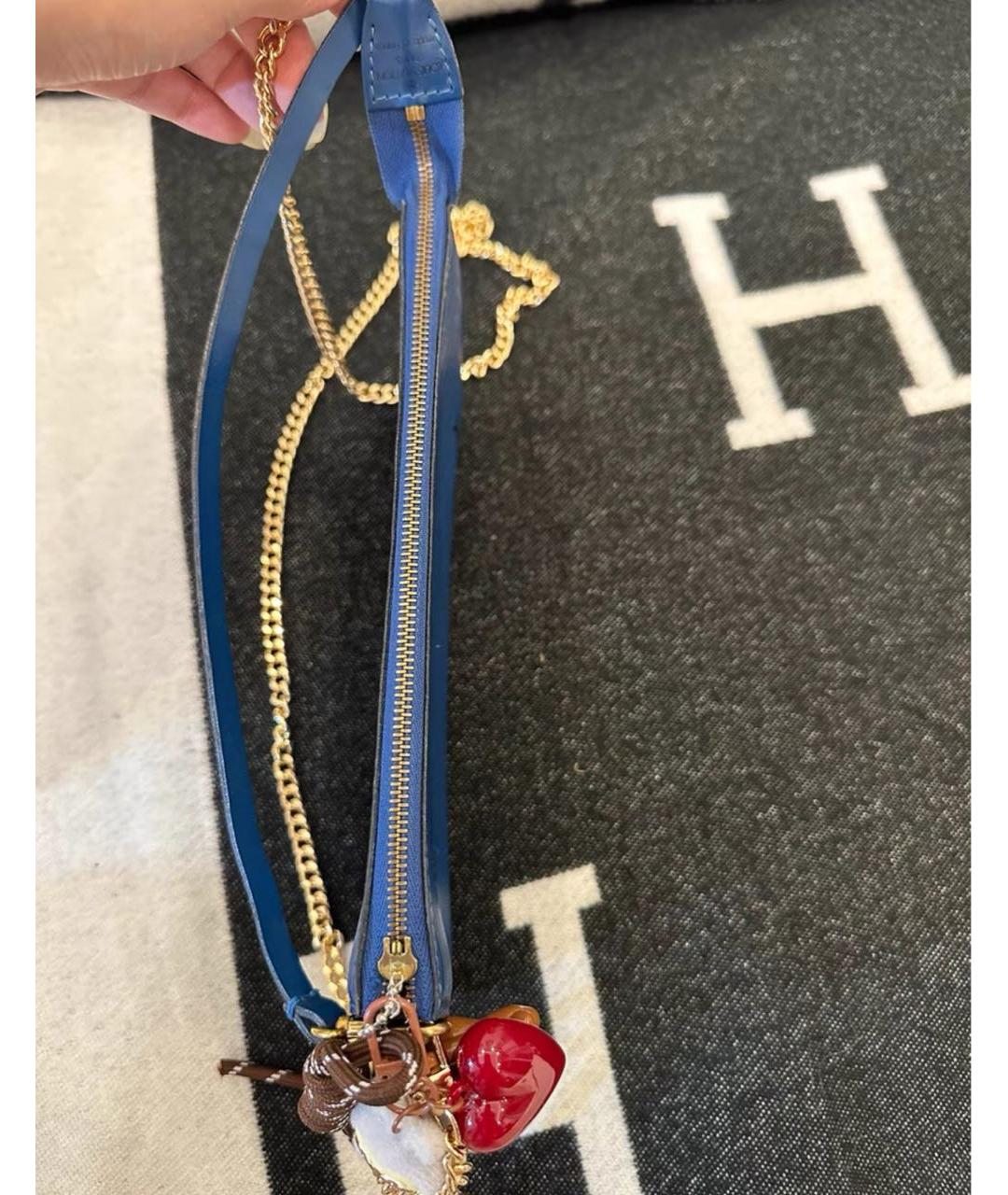LOUIS VUITTON Синяя кожаная сумка с короткими ручками, фото 7