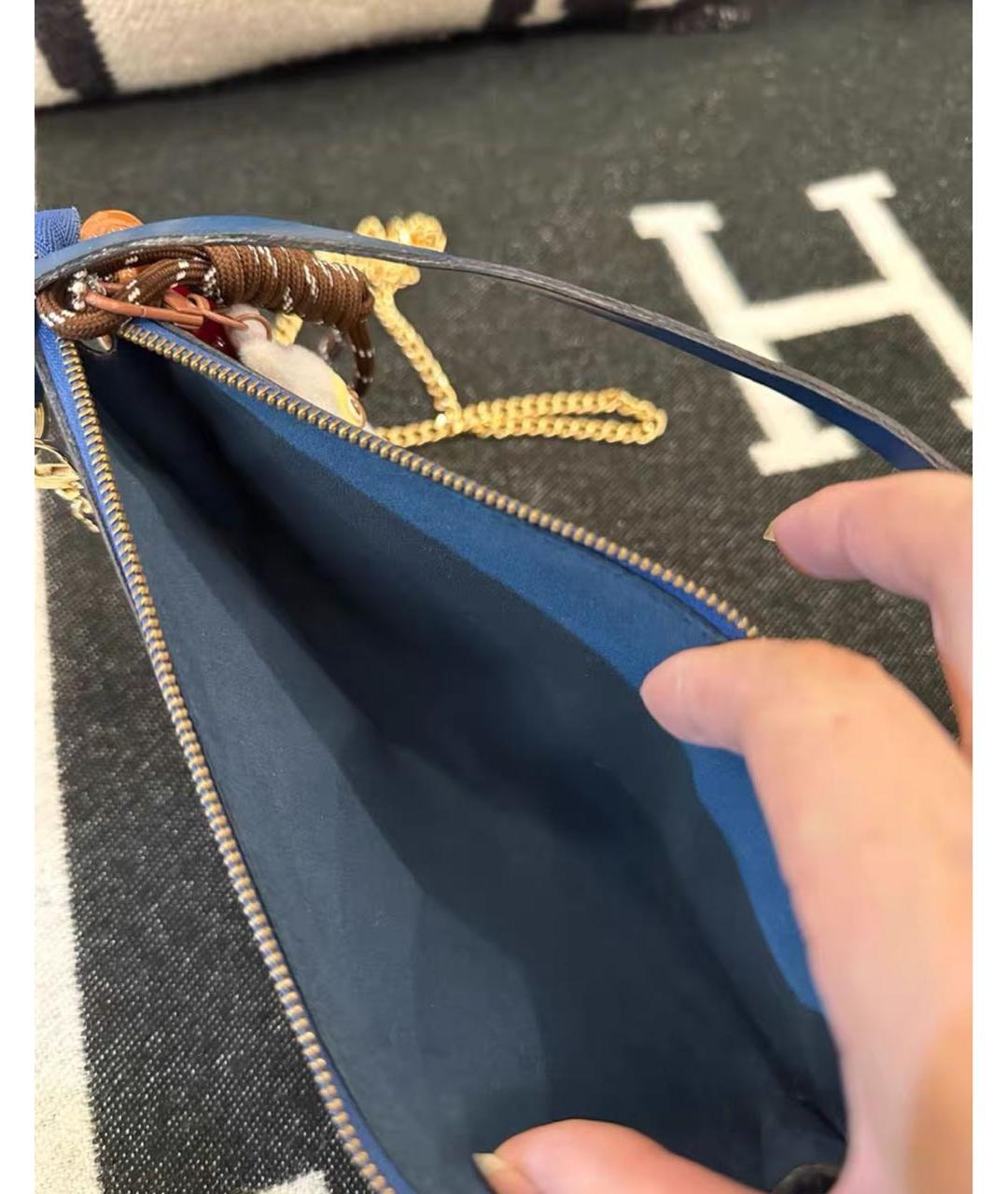 LOUIS VUITTON Синяя кожаная сумка с короткими ручками, фото 6