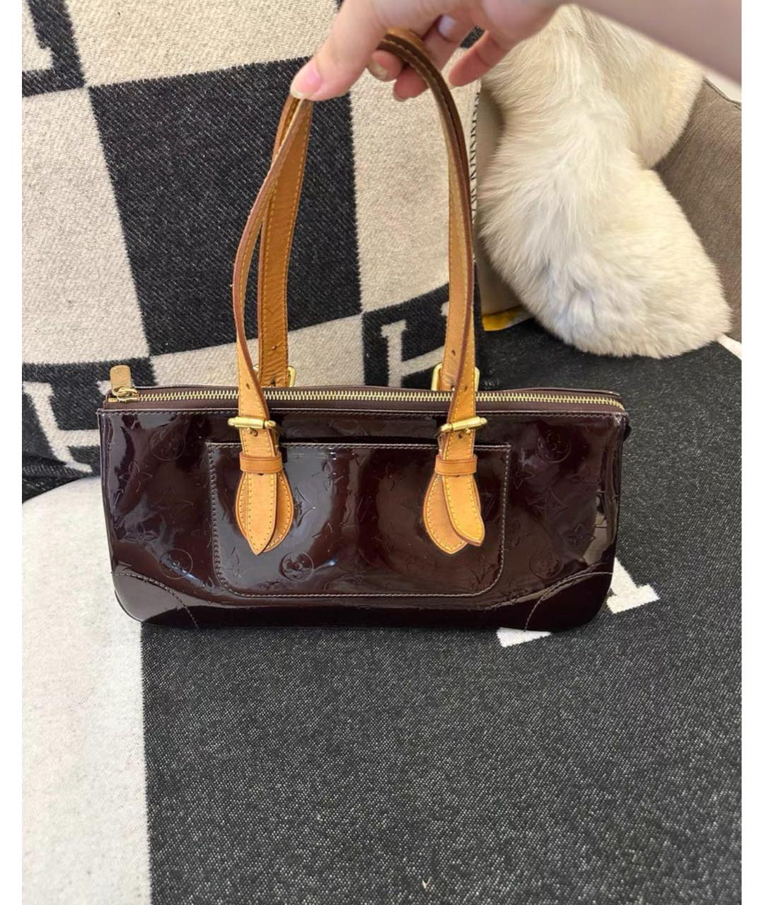 LOUIS VUITTON Бордовая сумка с короткими ручками из лакированной кожи, фото 4
