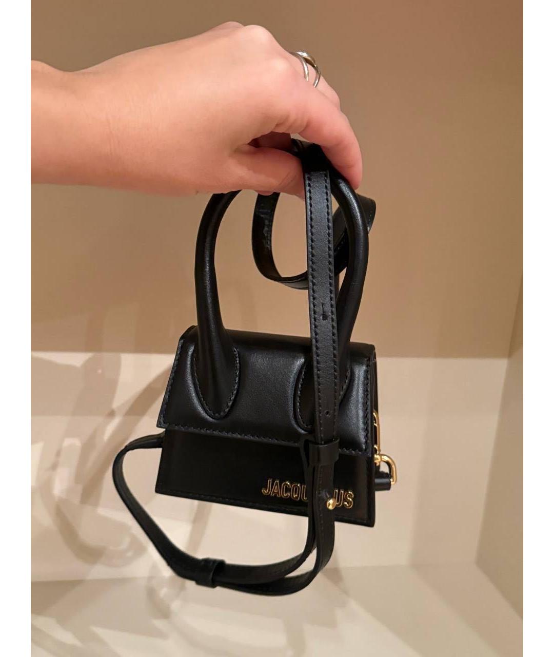 JACQUEMUS Черная кожаная сумка через плечо, фото 4