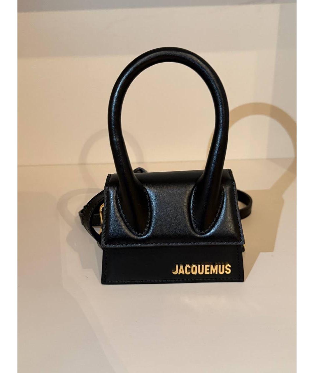 JACQUEMUS Черная кожаная сумка через плечо, фото 6