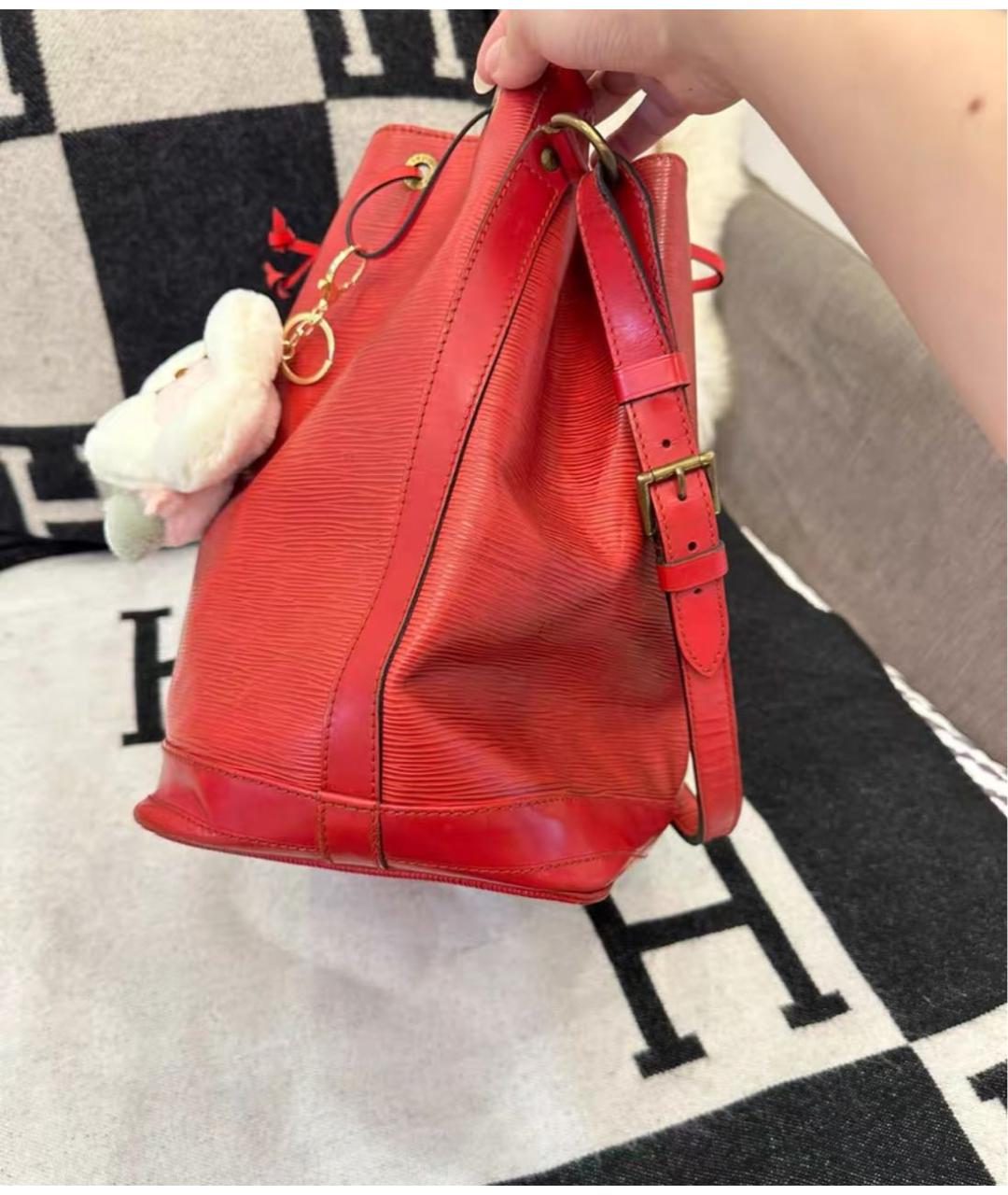 LOUIS VUITTON Красная кожаная сумка тоут, фото 6