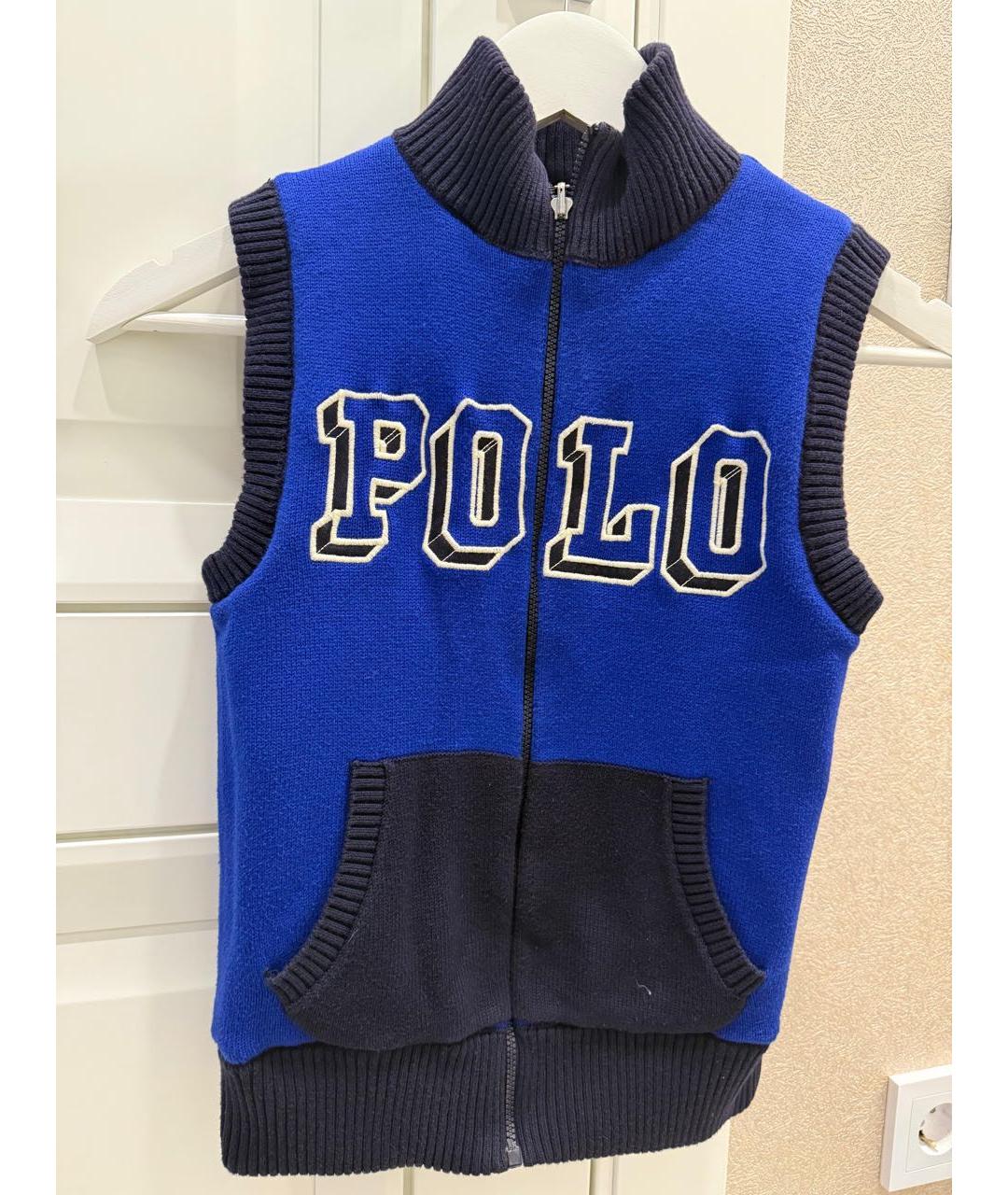 POLO RALPH LAUREN Темно-синий полиэстеровый жакет / жилет, фото 4