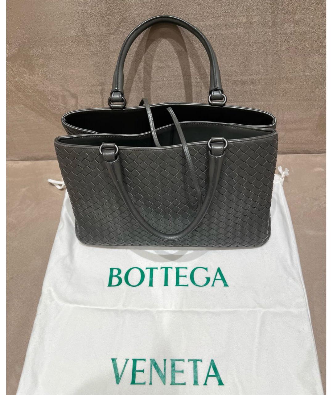 BOTTEGA VENETA Серая кожаная сумка тоут, фото 4