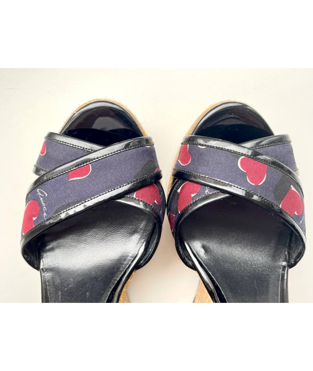 GUCCI Бежевые текстильные босоножки, фото 5