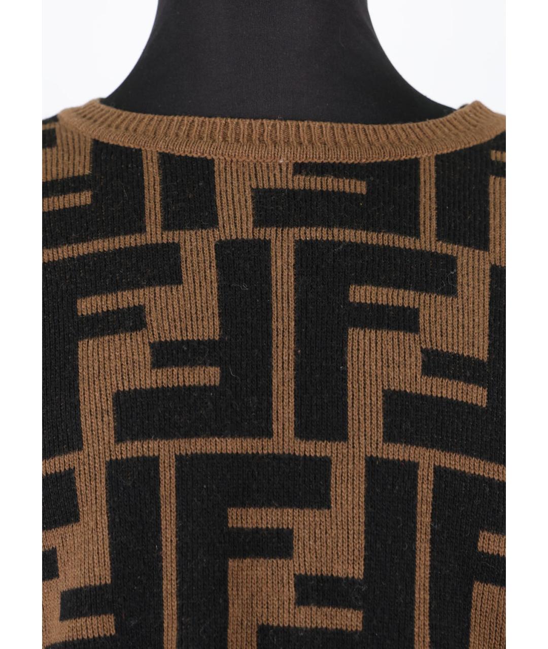 FENDI Коричневый шерстяной джемпер / свитер, фото 3
