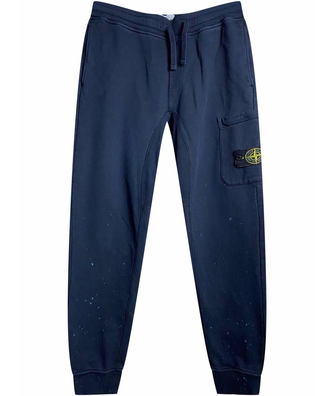 STONE ISLAND Темно-синие хлопковые повседневные брюки, фото 1