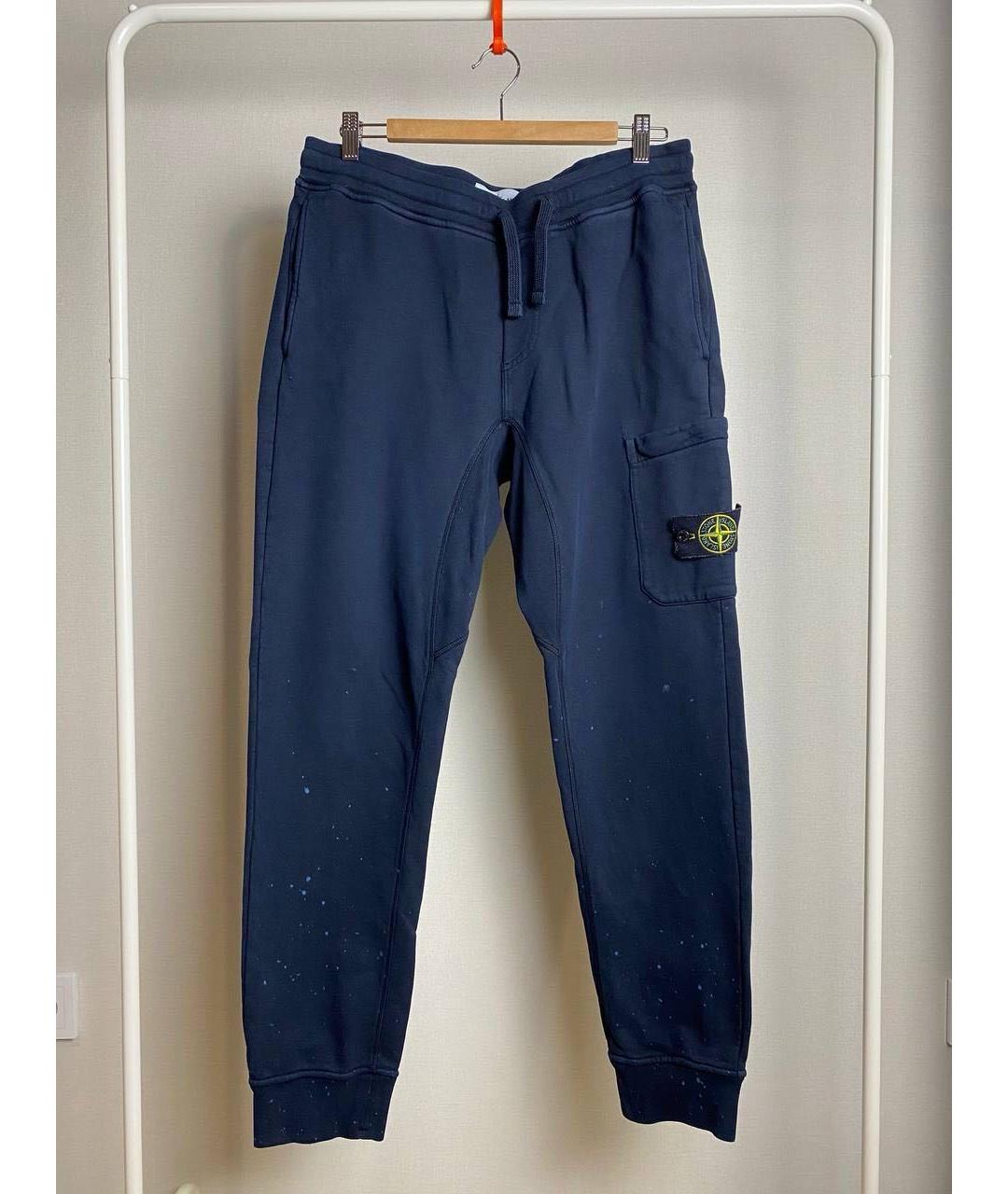 STONE ISLAND Темно-синие хлопковые повседневные брюки, фото 9