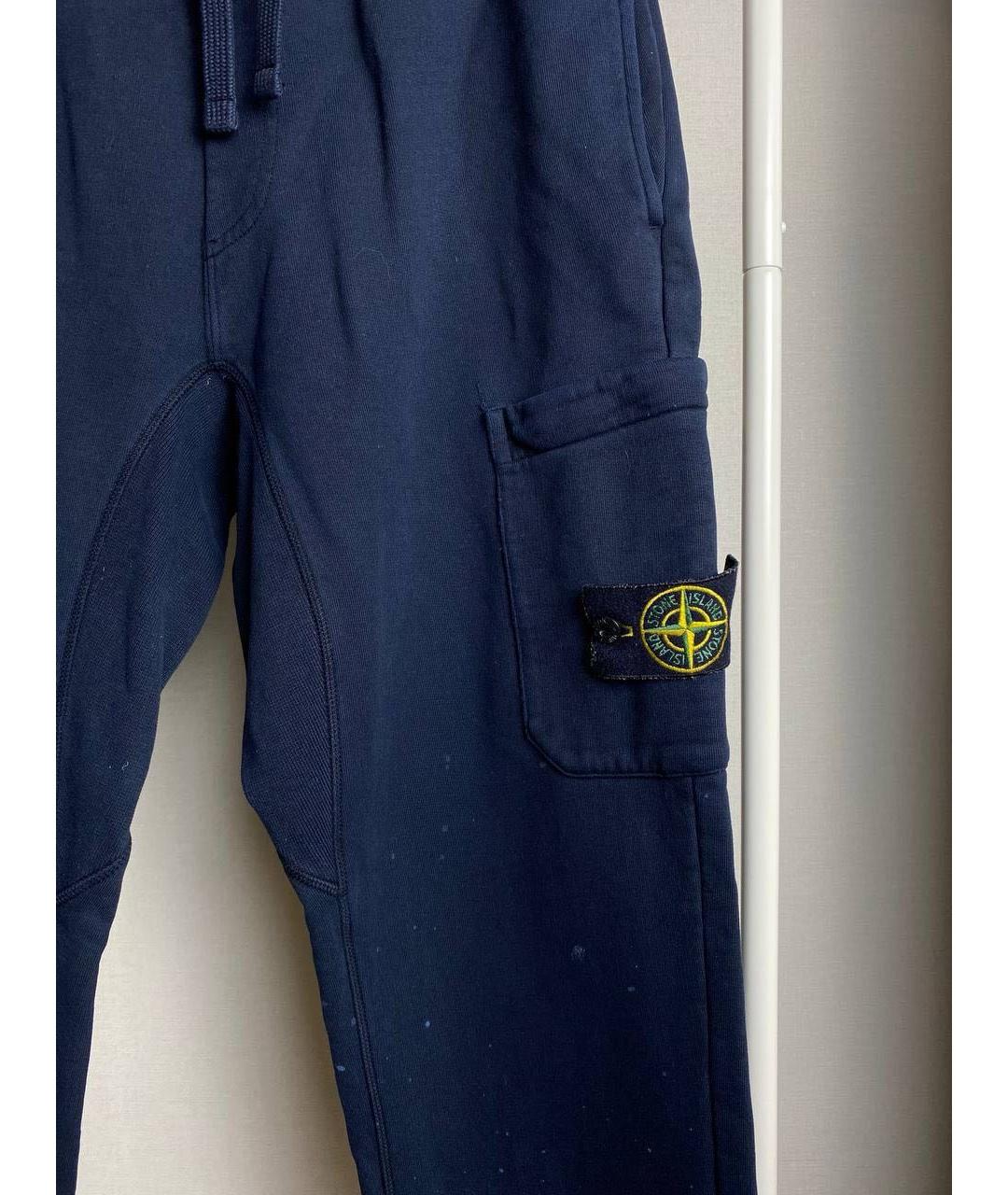 STONE ISLAND Темно-синие хлопковые повседневные брюки, фото 2