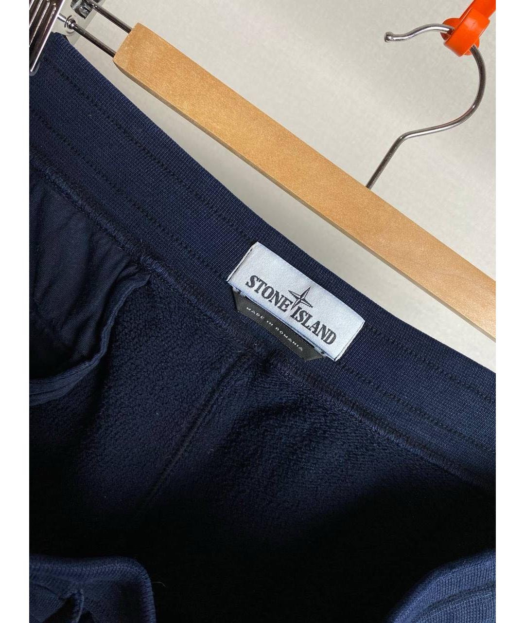 STONE ISLAND Темно-синие хлопковые повседневные брюки, фото 3