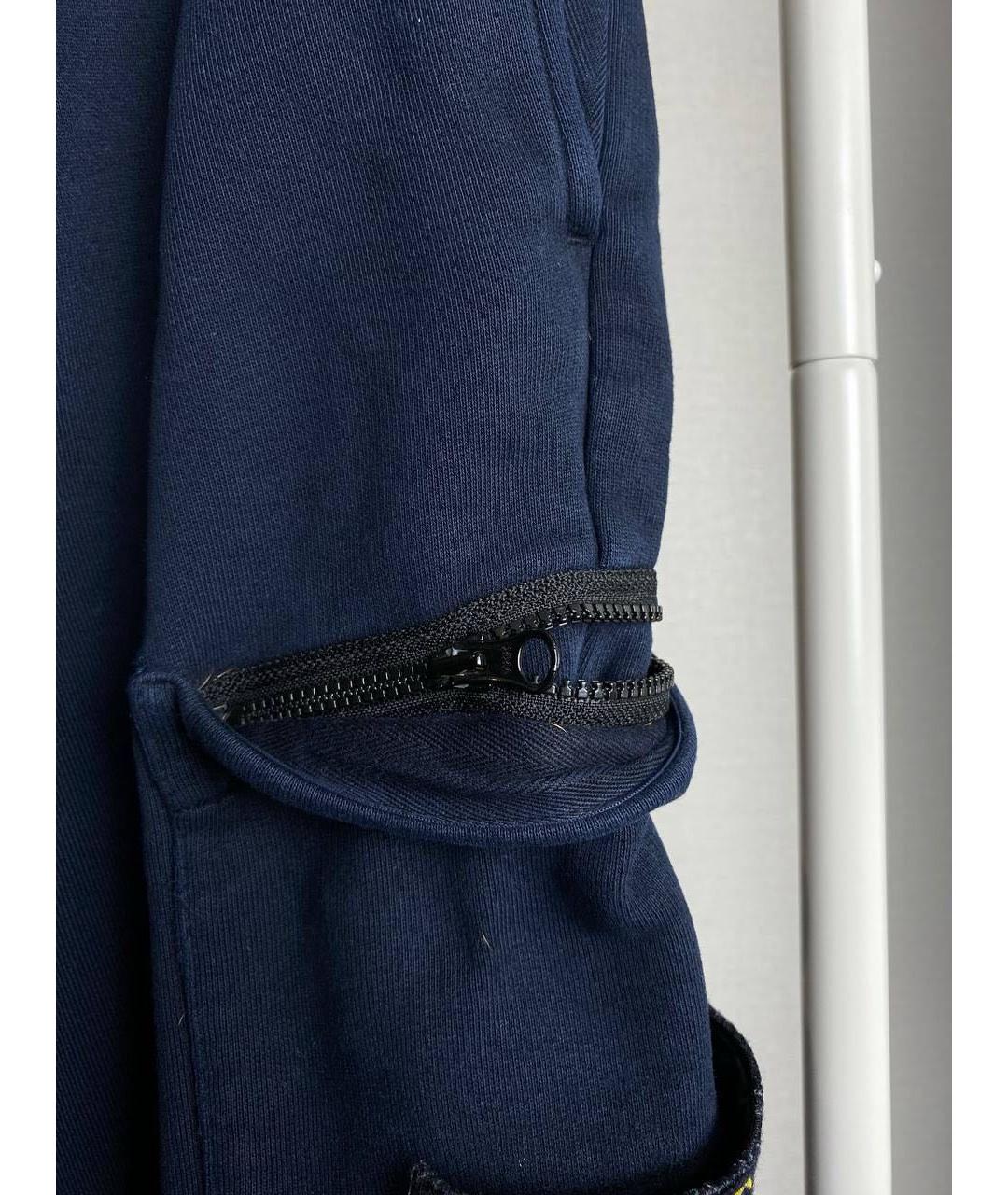 STONE ISLAND Темно-синие хлопковые повседневные брюки, фото 4