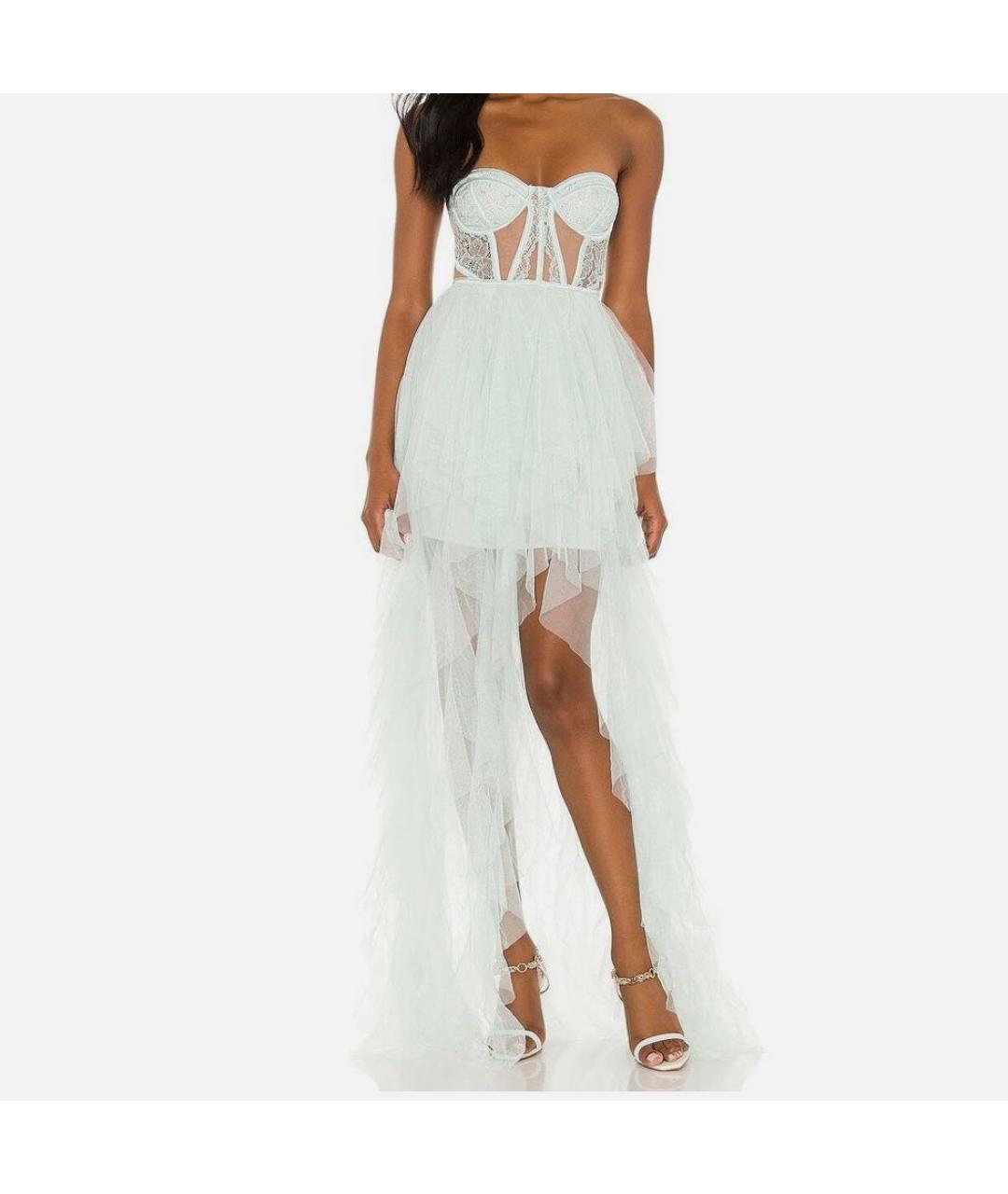 FOR LOVE AND LEMONS Бирюзовое полиэстеровое вечернее платье, фото 5