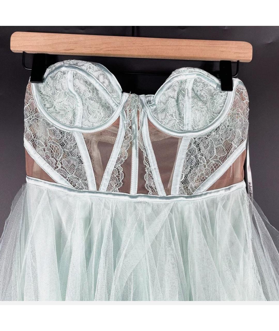 FOR LOVE AND LEMONS Бирюзовое полиэстеровое вечернее платье, фото 3