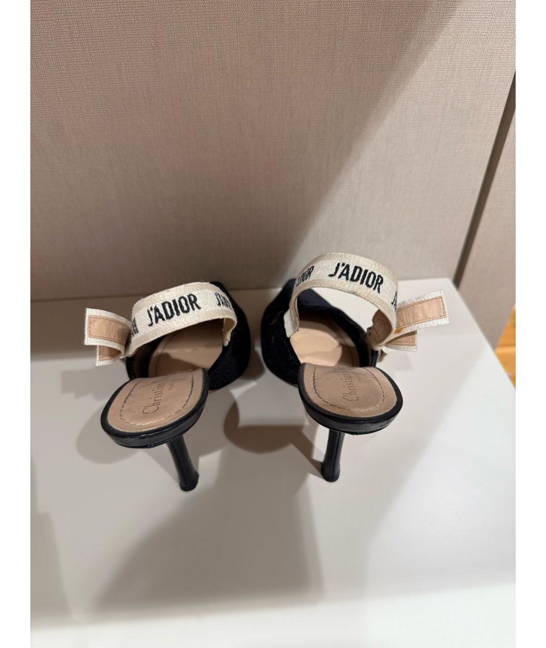 CHRISTIAN DIOR Черные замшевые лодочки на низком каблуке, фото 4