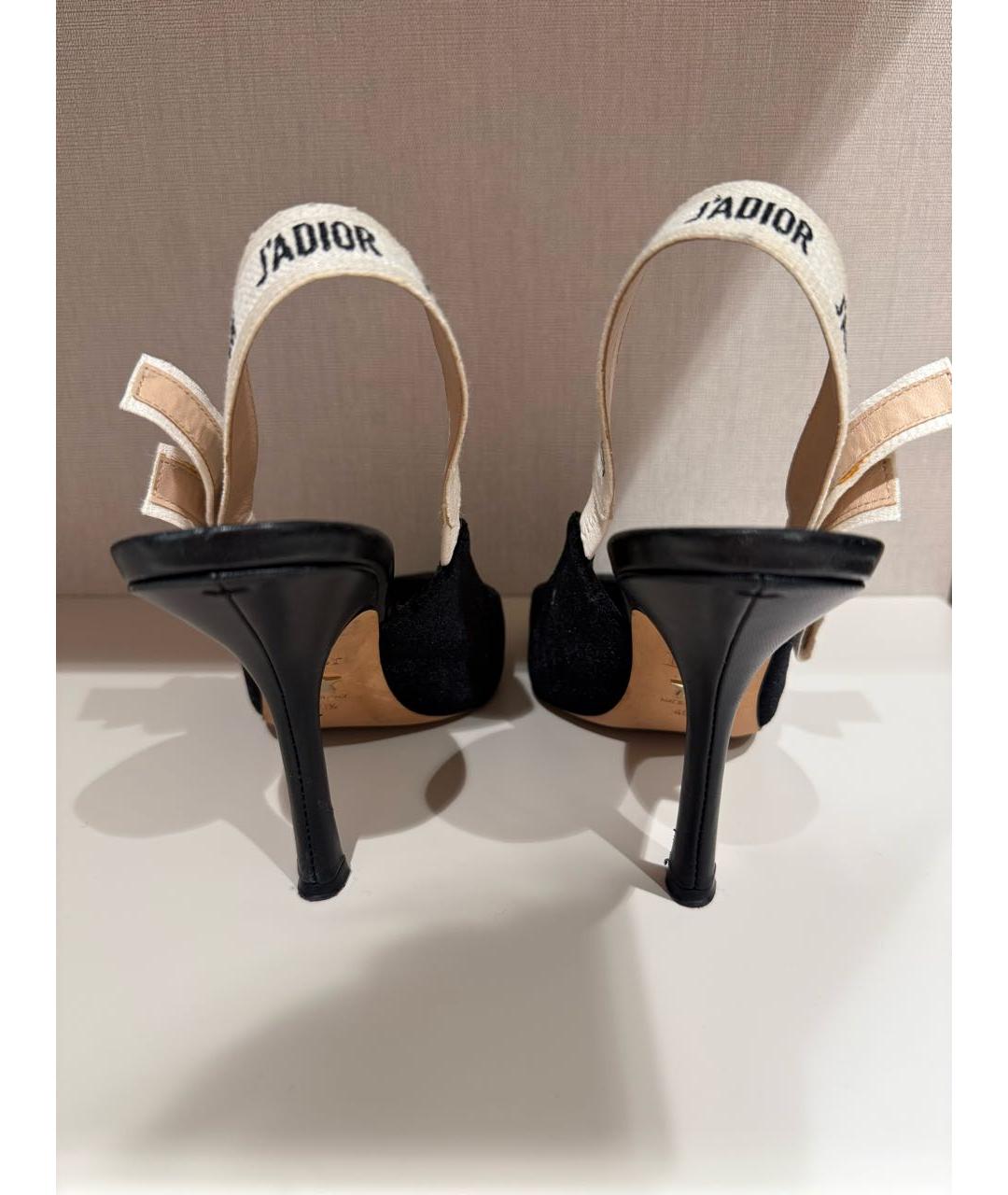 CHRISTIAN DIOR Черные замшевые лодочки на низком каблуке, фото 5
