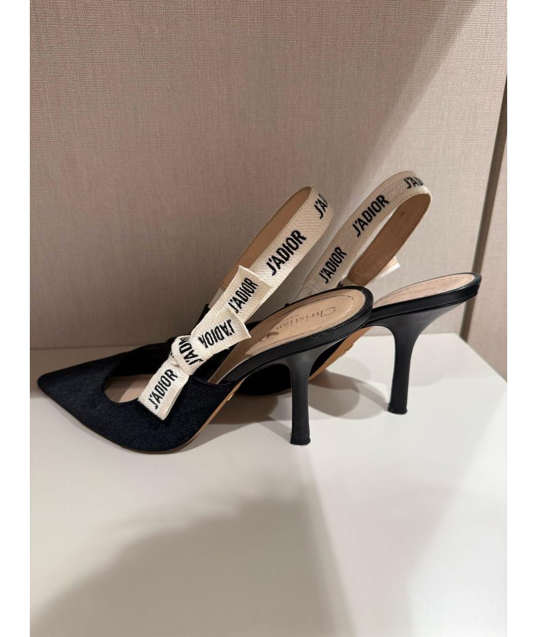 CHRISTIAN DIOR Черные замшевые лодочки на низком каблуке, фото 6