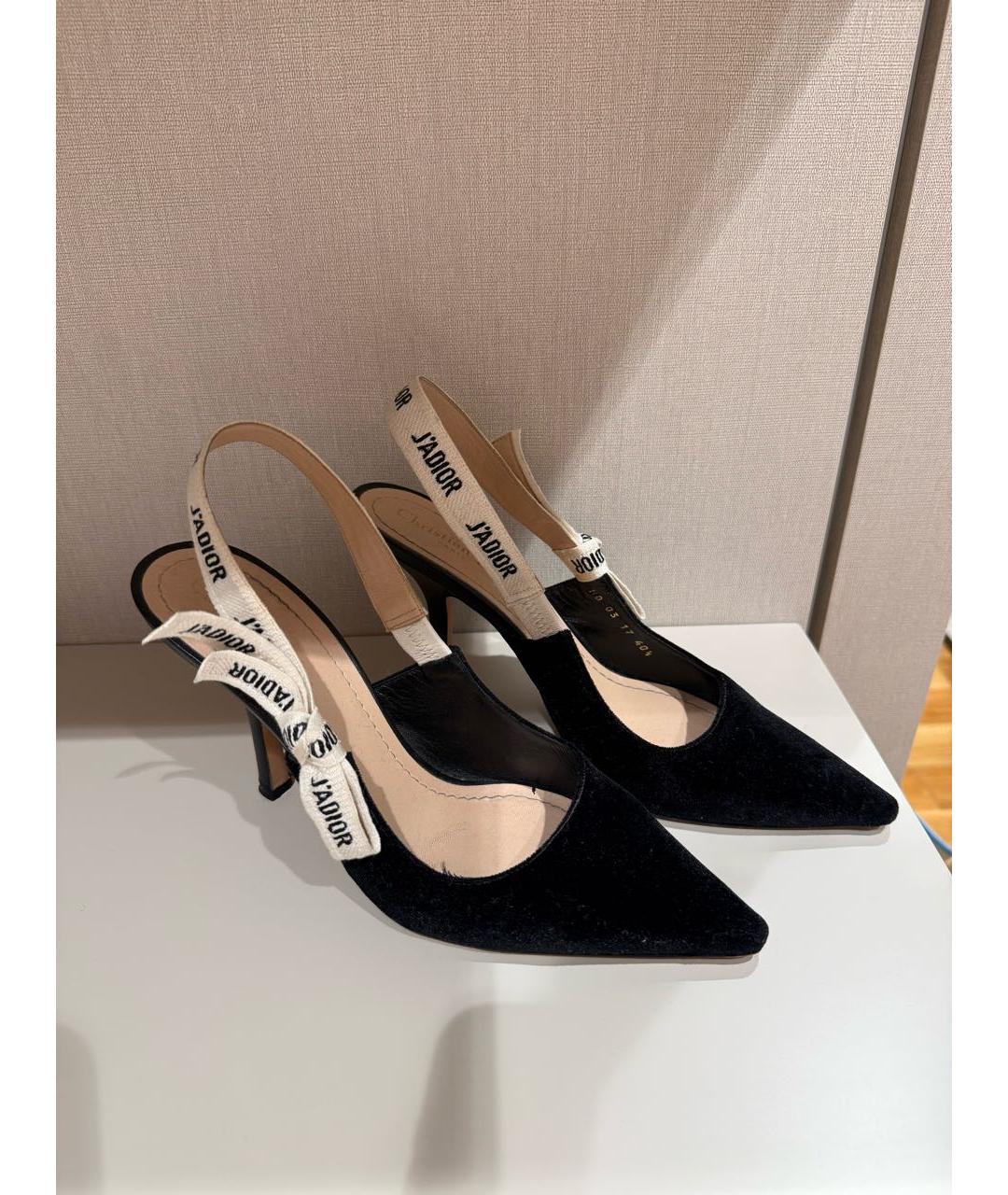 CHRISTIAN DIOR Черные замшевые лодочки на низком каблуке, фото 3