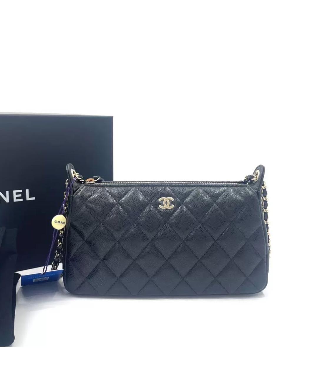CHANEL Черная кожаная сумка через плечо, фото 8