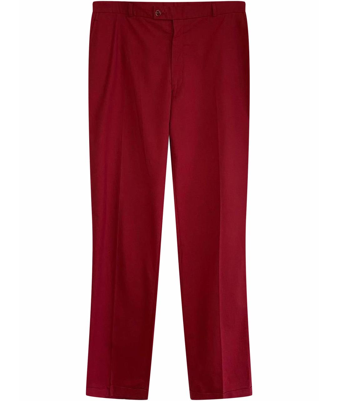 SAINT LAURENT Красные хлопковые повседневные брюки, фото 1