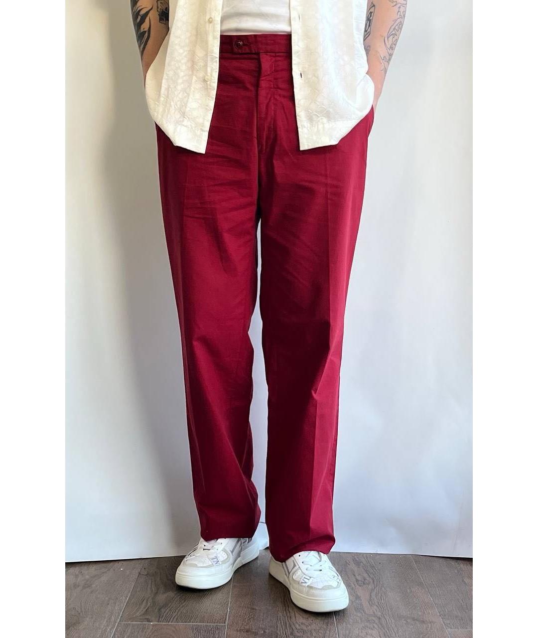 SAINT LAURENT Красные хлопковые повседневные брюки, фото 5