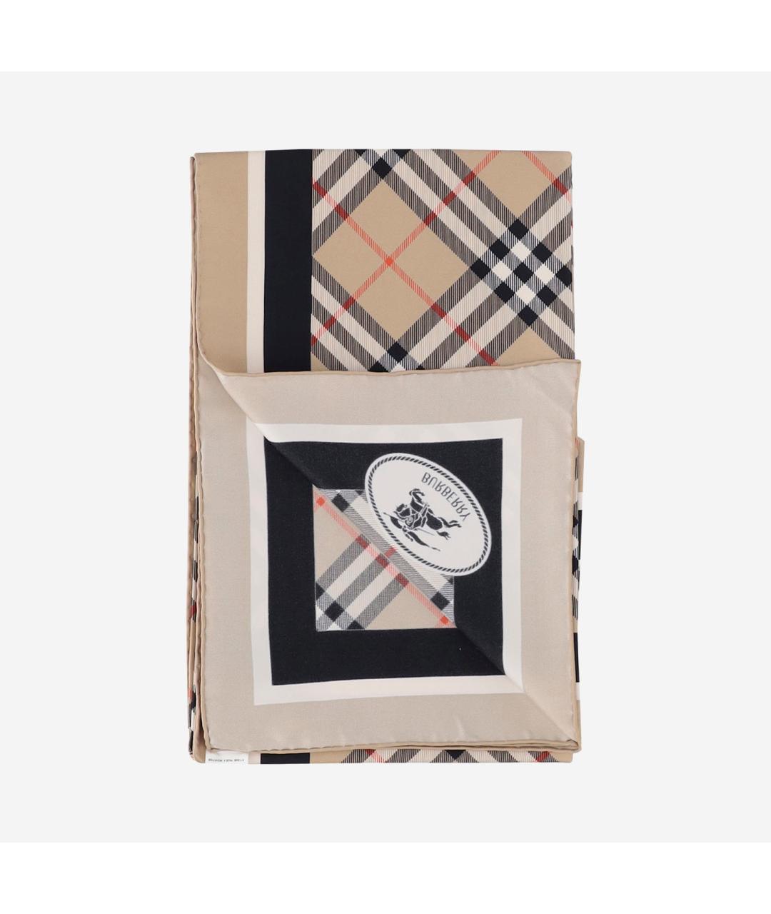BURBERRY Бежевый шелковый шарф, фото 3