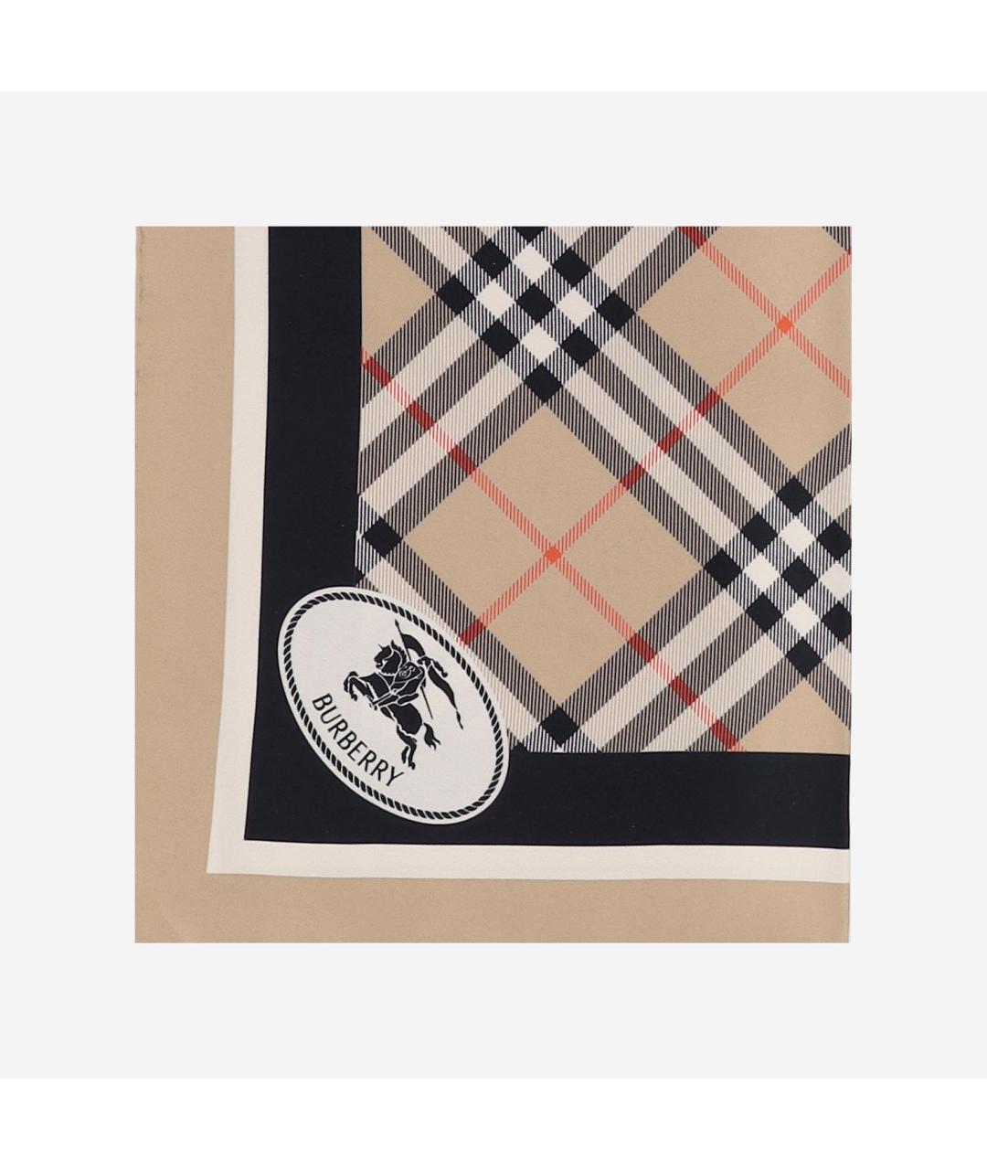 BURBERRY Бежевый шелковый шарф, фото 2
